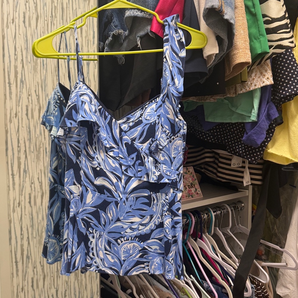 Blue and White Floral Tank Top Lilly Pulitzer